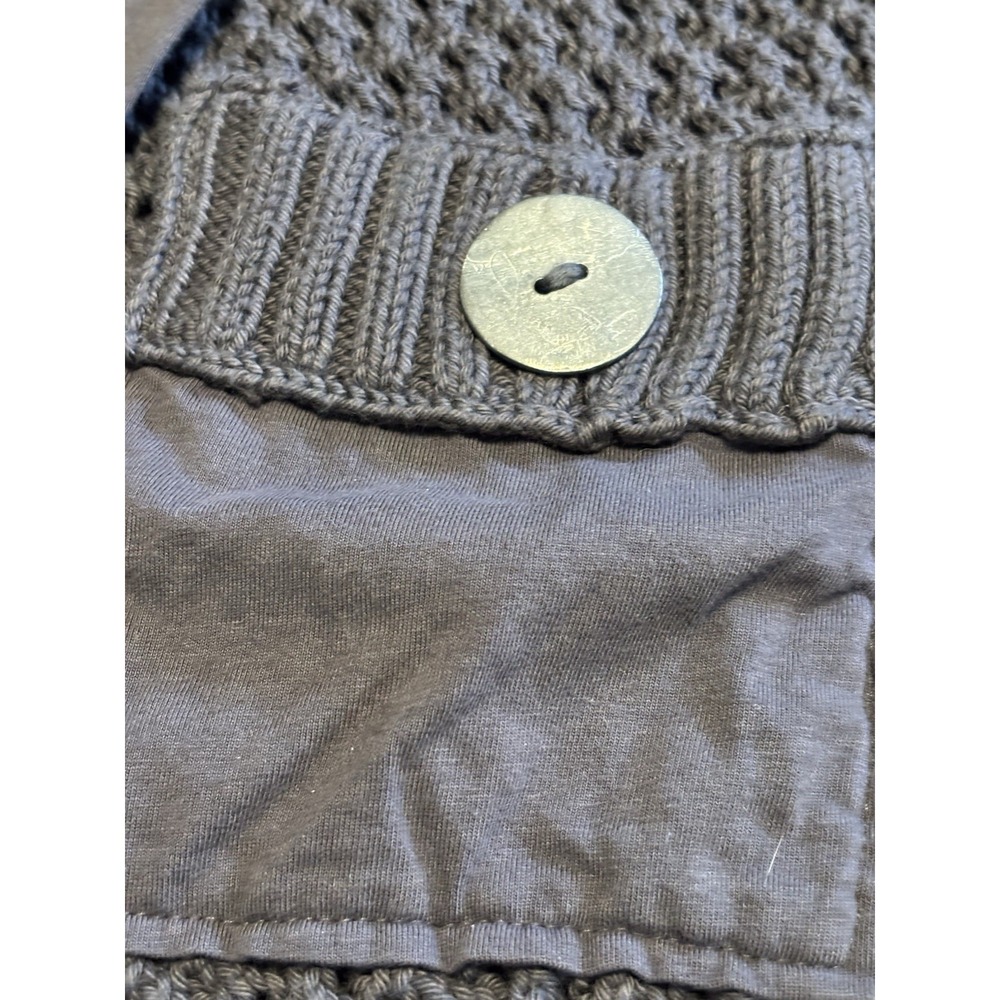 Pure Handknit Women's Oversized Grey Mixed Media Chunky Knit Pocket Sweater XS - Picture 2 of 13